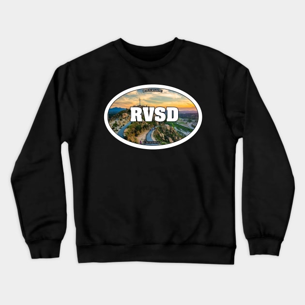 Riverside Travel Sticker Crewneck Sweatshirt by ZombeeMunkee